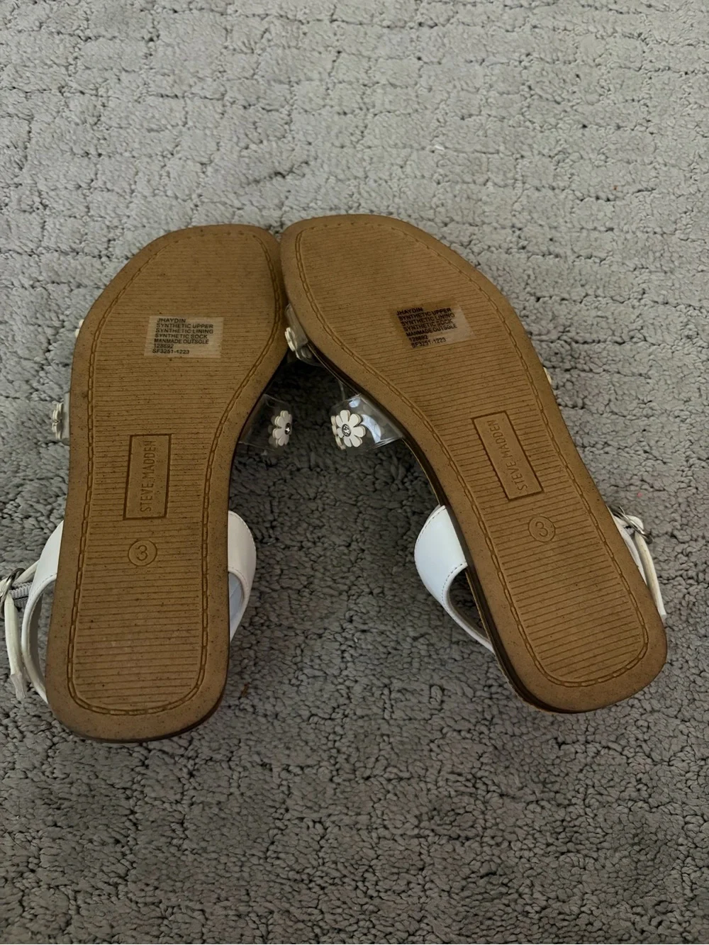Steve Madden White Kids Sandals with white daisy accents